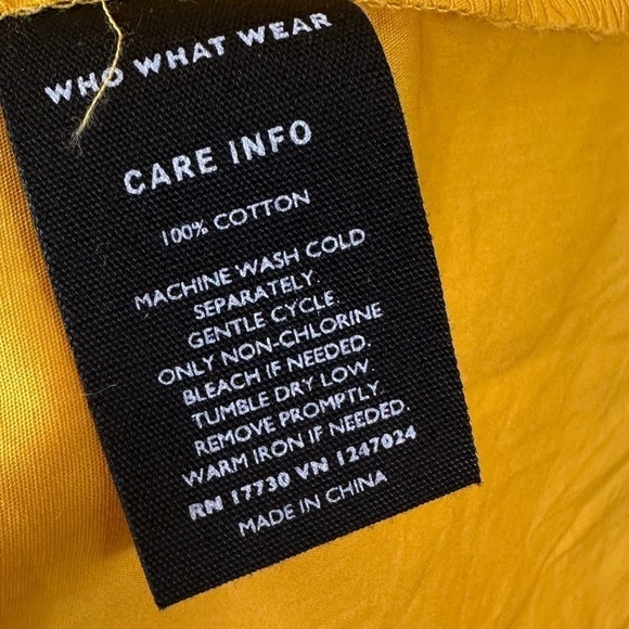 Who what wear nwt yellow cotton tiered tie strap midi dress 4X pockets - Picture 6 of 7